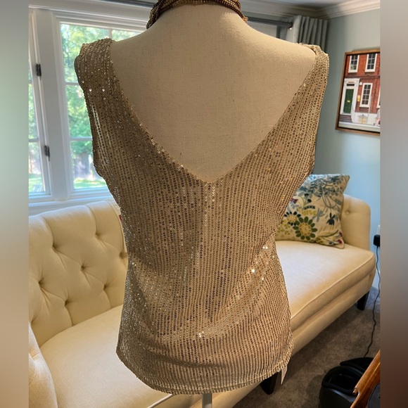 NWT size small gold v-neck sequin top. - Picture 3 of 5